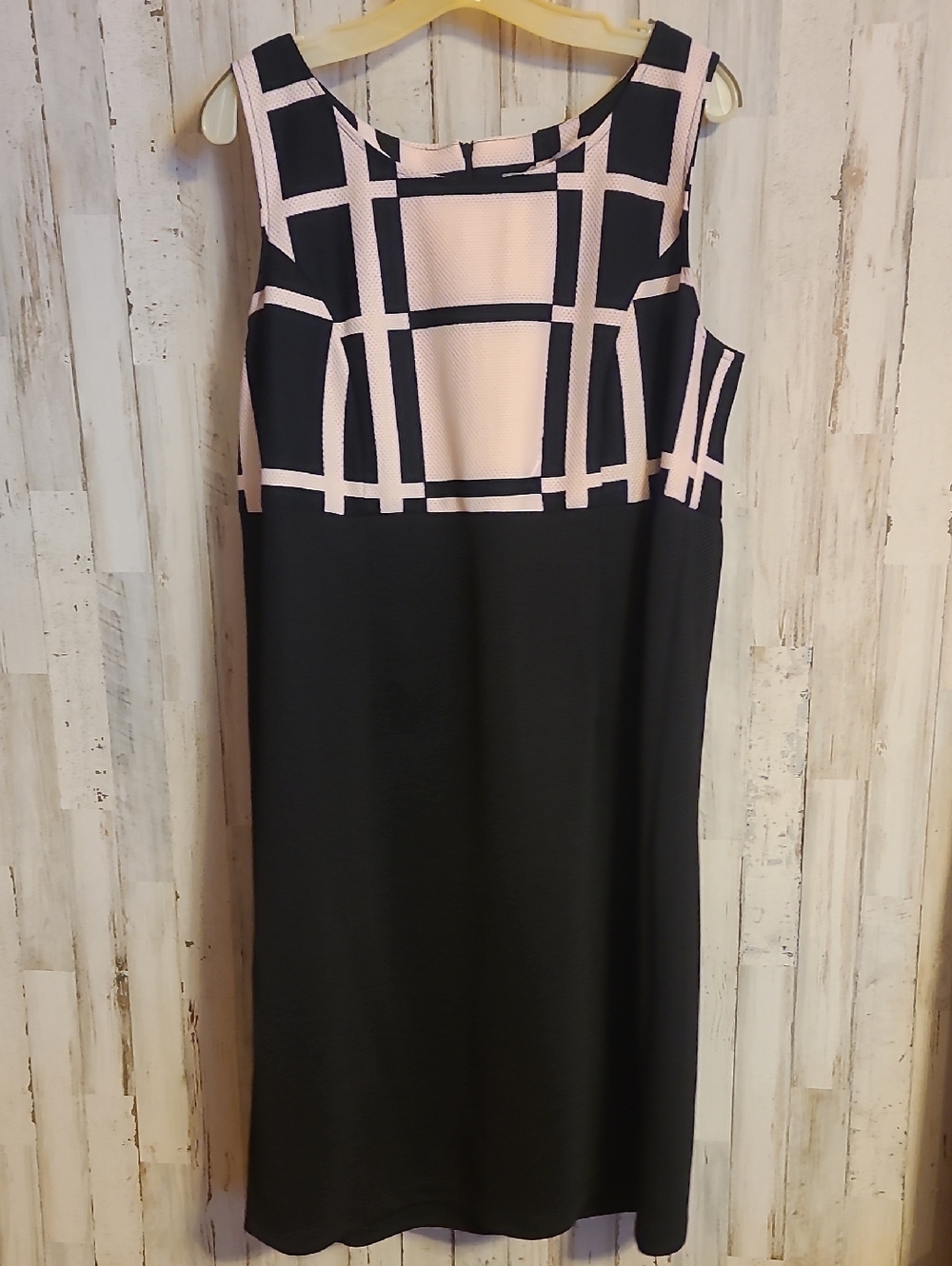Danny & Nicole Black Midi Dress with Windowpane Bodice